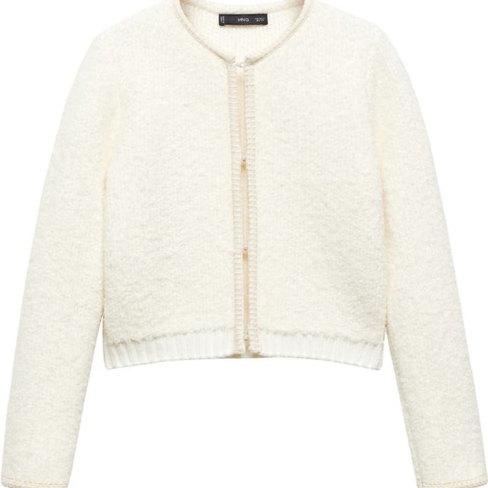 Cream Textured Cardigan